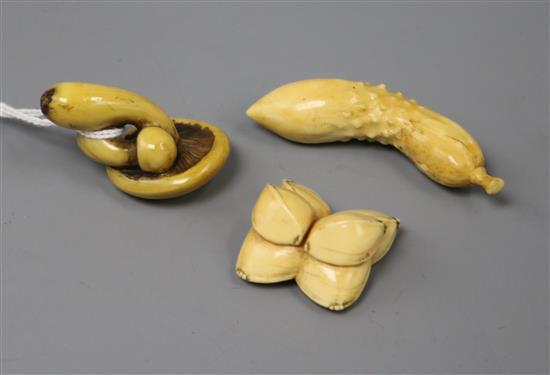 Three Japanese ivory netsuke, 19th century